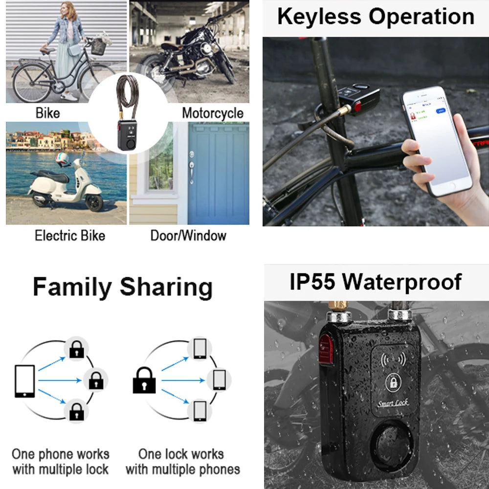 Bluetooth Bike Motorcycle Lock Alarm Security