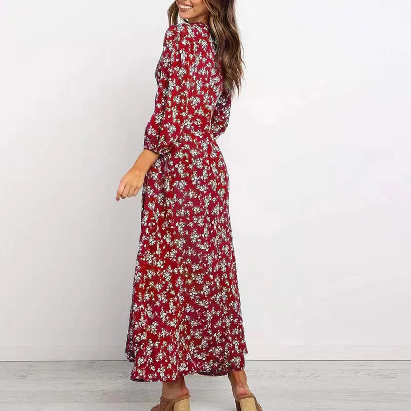 Women's Long Sleeve Floral Maxi Dress