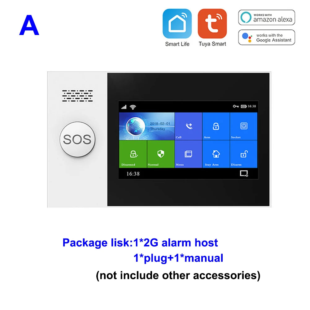 TAIBOAN Smart Tuya WIFI GSM Alarm Host Kit Wireless 2G Home Burglar Alarm Security System Support DIY PIR Door Sensor Accessory