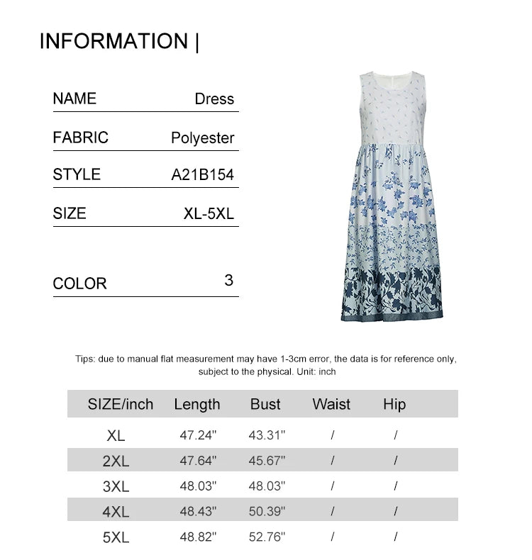 Plus Size Floral Printed Sleeveless Midi Dress