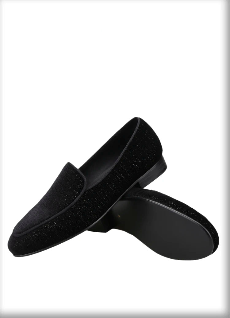 Handmade Meteor Shower Velvet Men's Loafers British Style Class Slip-On Men Smoking Sliders Plus Size