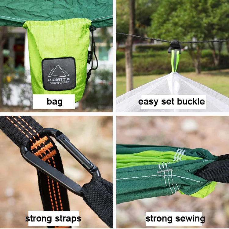 Single and Double Size Nylon Fabric Portable Travel Hammock