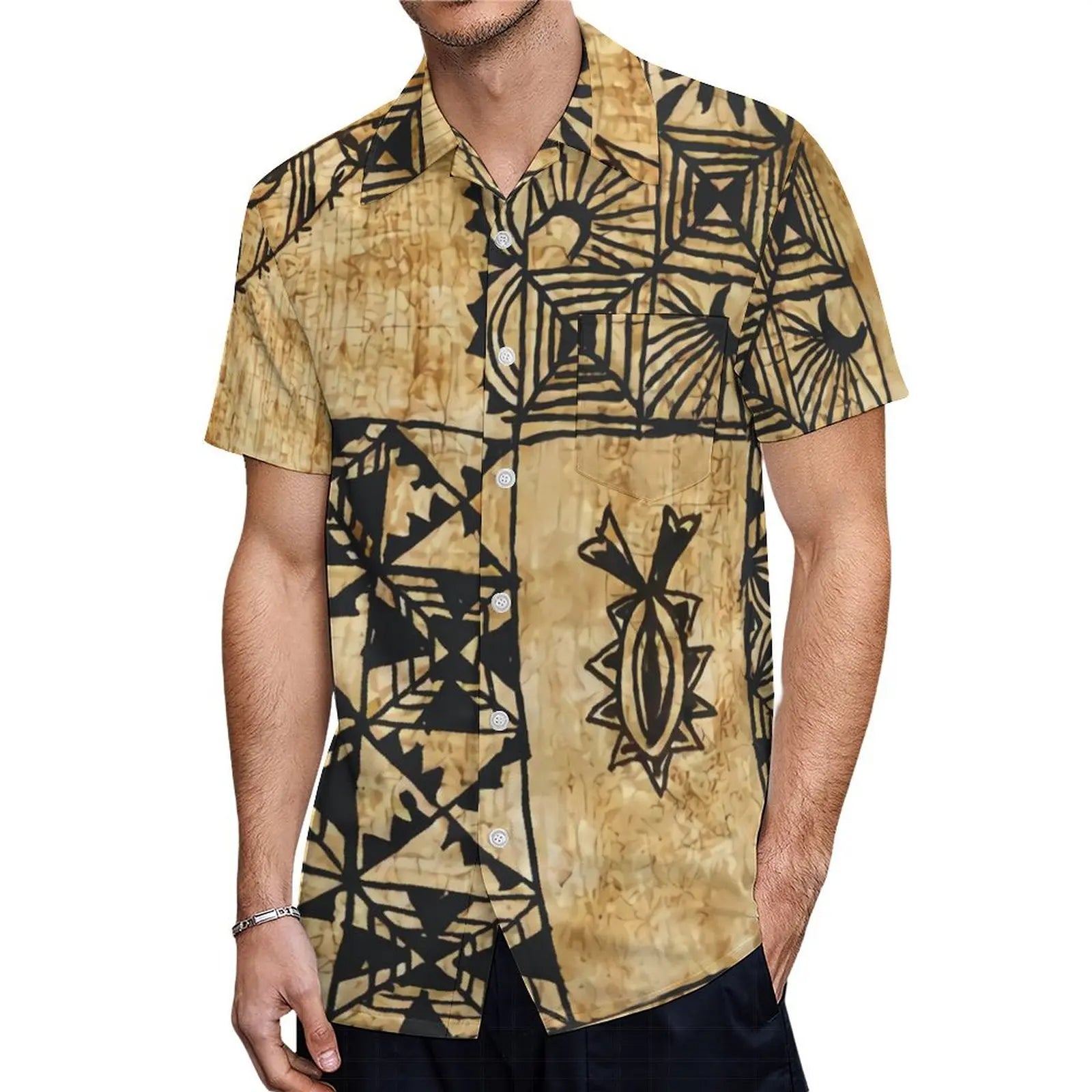 Tribal Peoples Polynesian Custom Couple Banquet Dress Women'S Elegant Dress Men'S Fashion Shirt Samoa Club Women'S Long Dress