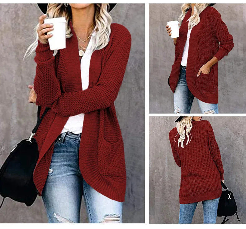Autumn Long Cardigan Women Jumper Fashion Loose Coat Ladies Knitted Outerwear Ropa Mujer Clothes Woman Sweater Jacket Pull Femme