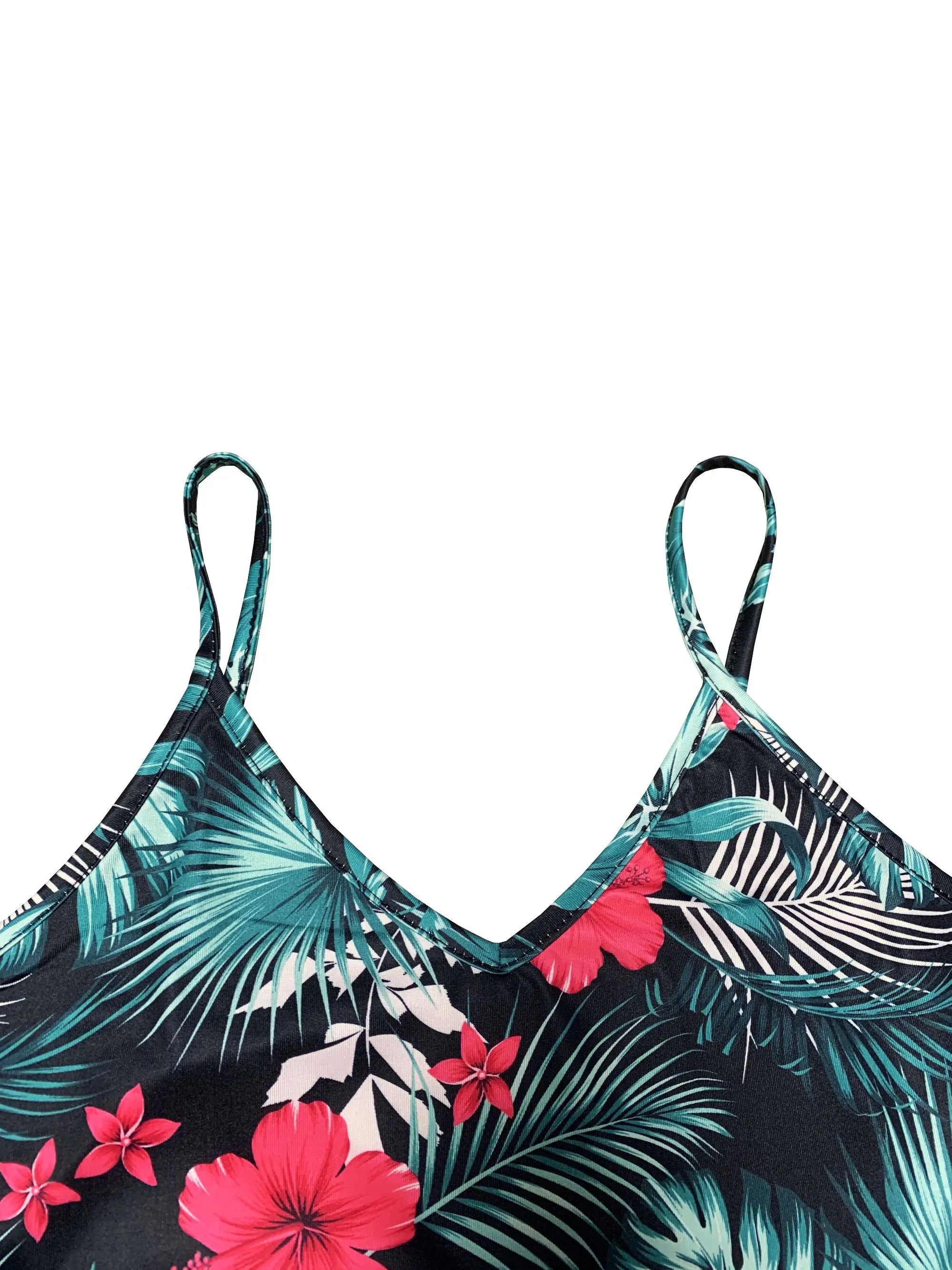 V-neck Spaghetti Strap Print Dress