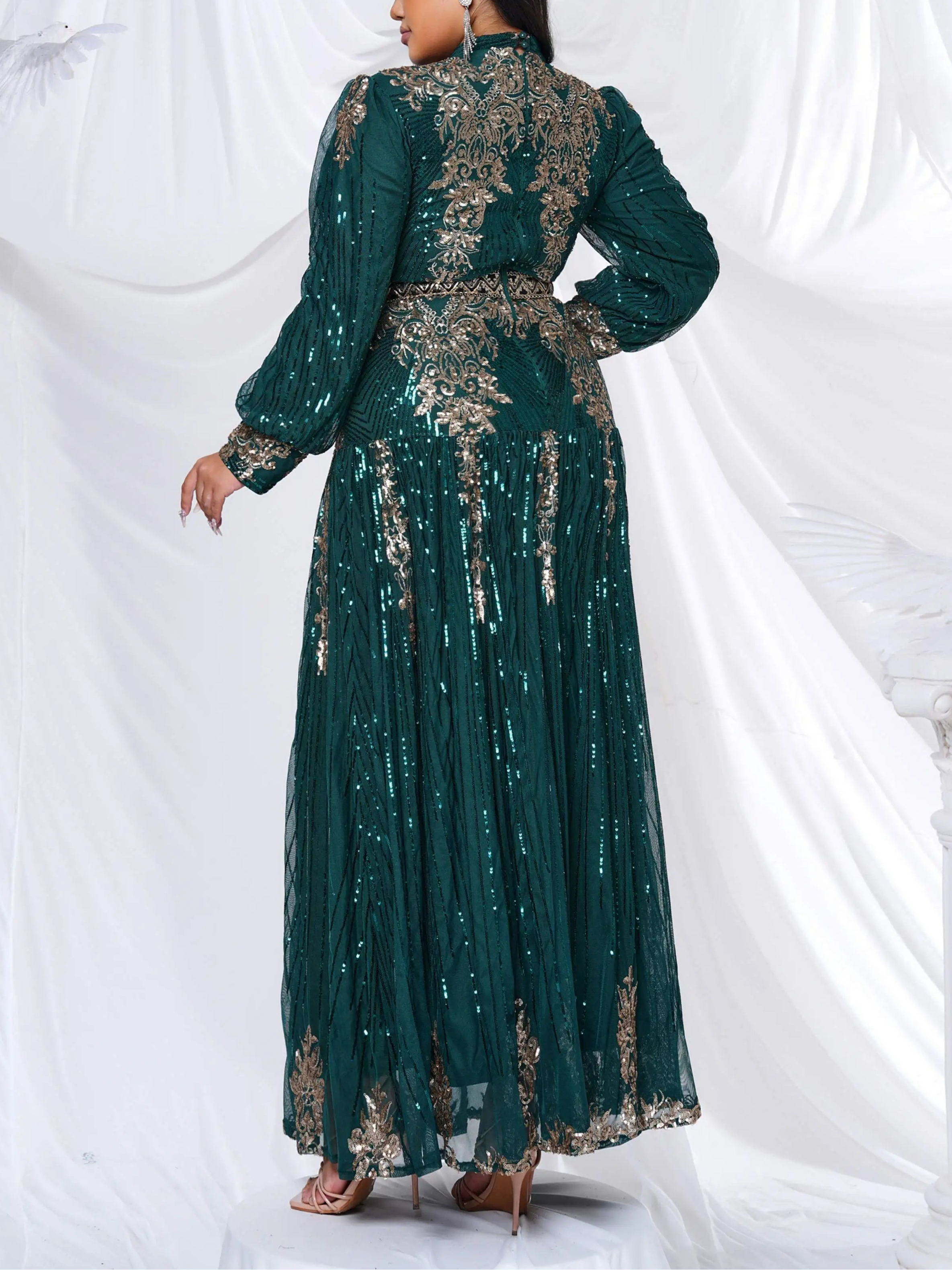 Women's Plus size Sequins High Neck Dress