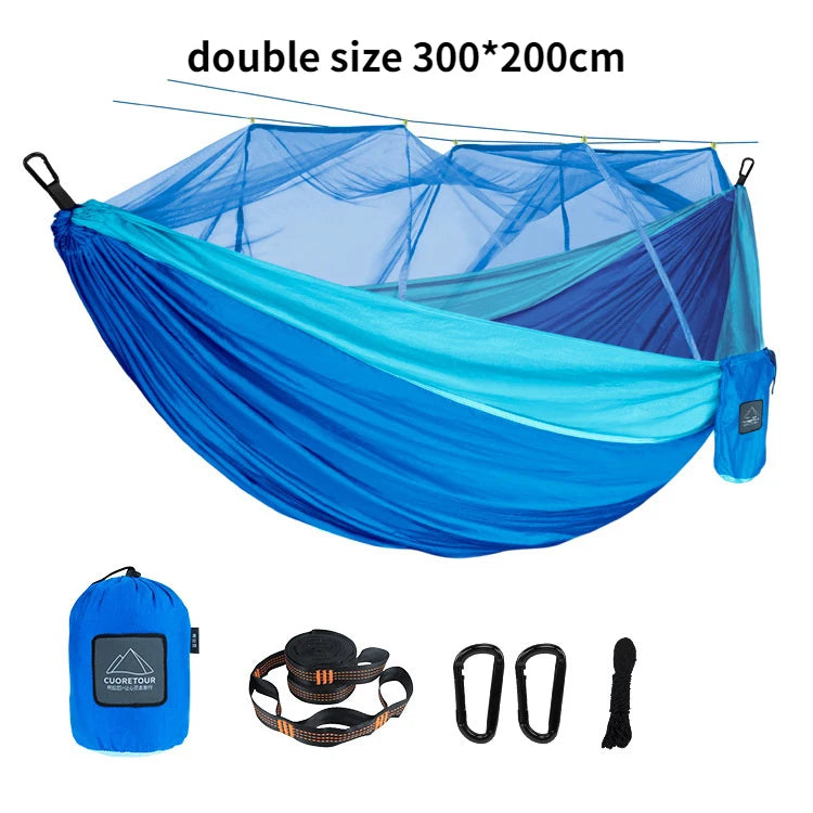 Single and Double Size Nylon Fabric Portable Travel Hammock