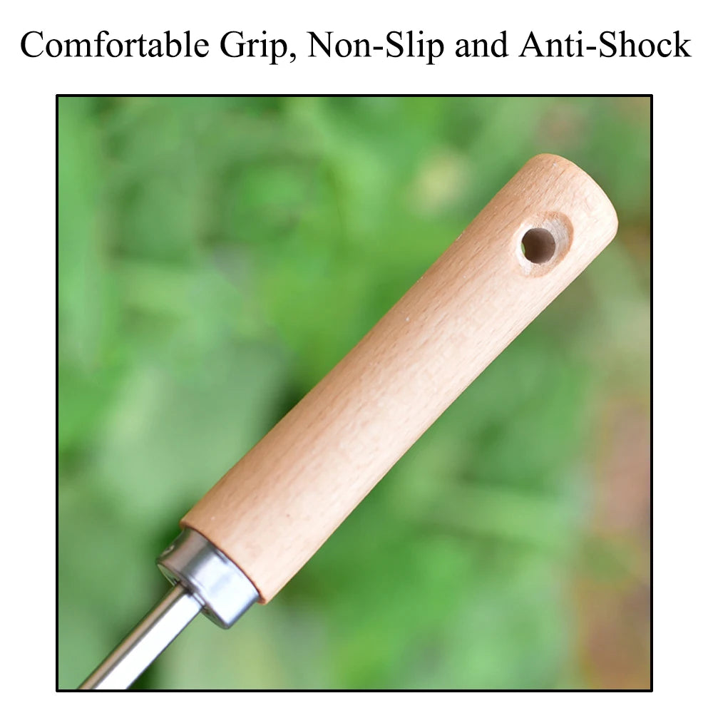 1pc Stainless Steel Wood Handle Garden Weeder