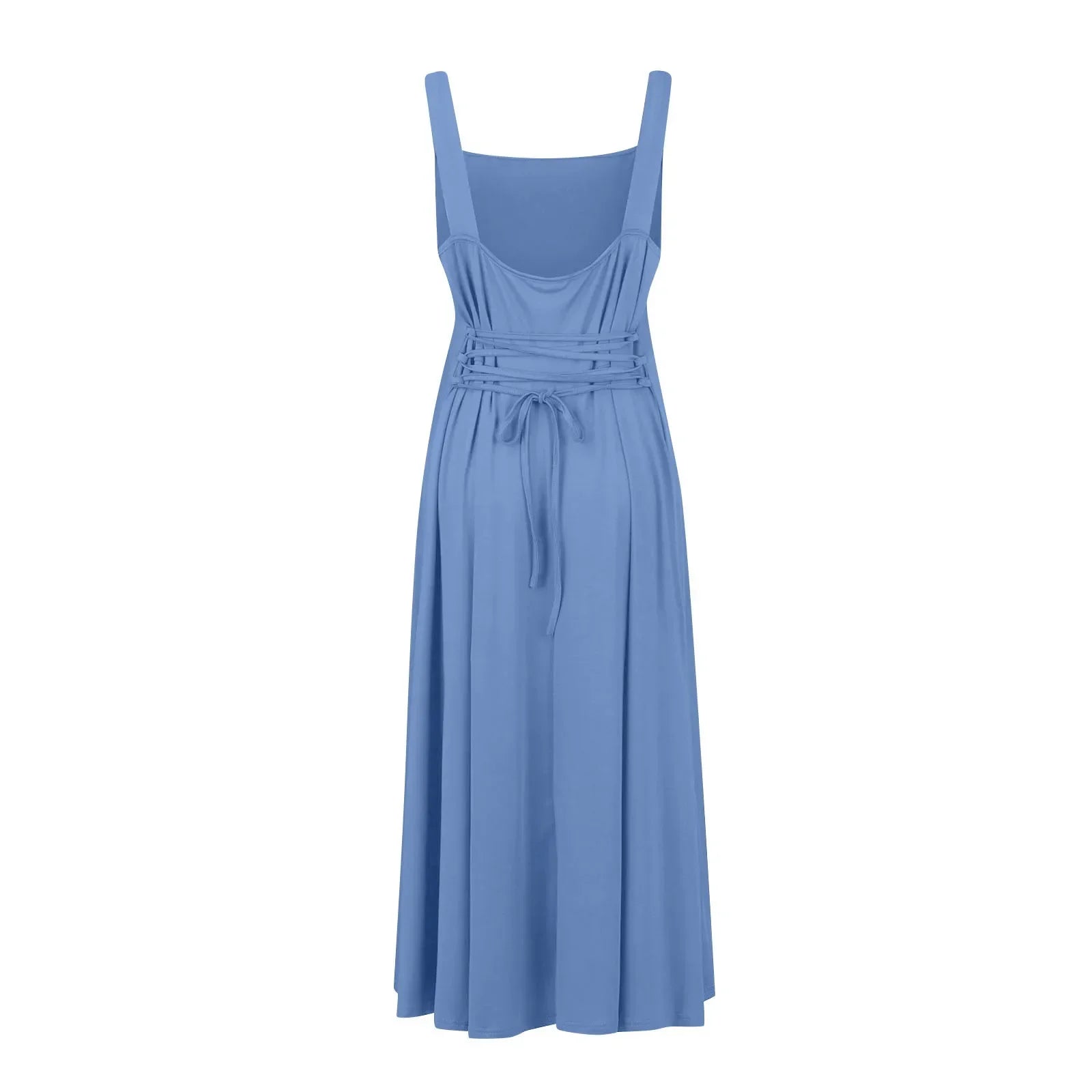 Women's Sleeveless Square Neck Back Lace Dress