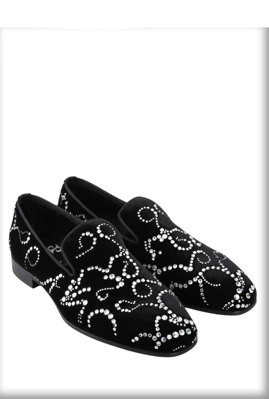 Black Velvet and Octodandelion Strass Loafers Same Design Luxury Brand Men's Moccasins with Handmade Crystals
