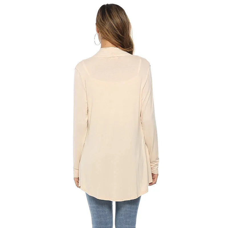 Women's Knitted Cardigan for Spring and Summer Versatile Large Size Cardigan Medium to Long Length Long Sleeve Outcoat