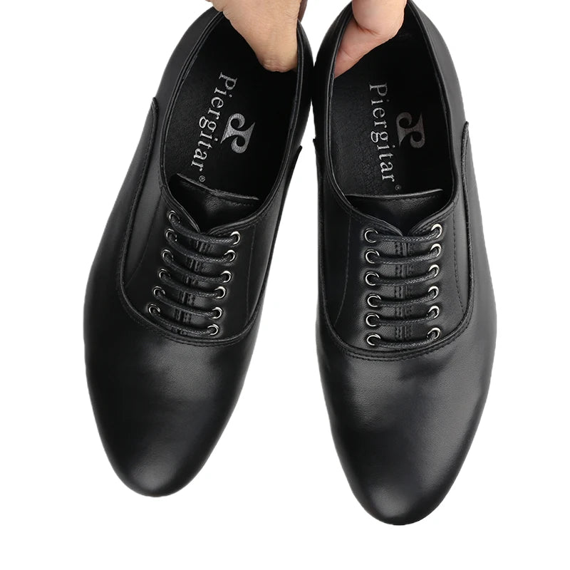 Piergitar 2023 Black And Brown Genuine Leather Men Loafers For Party Handmade Lace-up Men's Formal Shoes Classic Dress Shoe