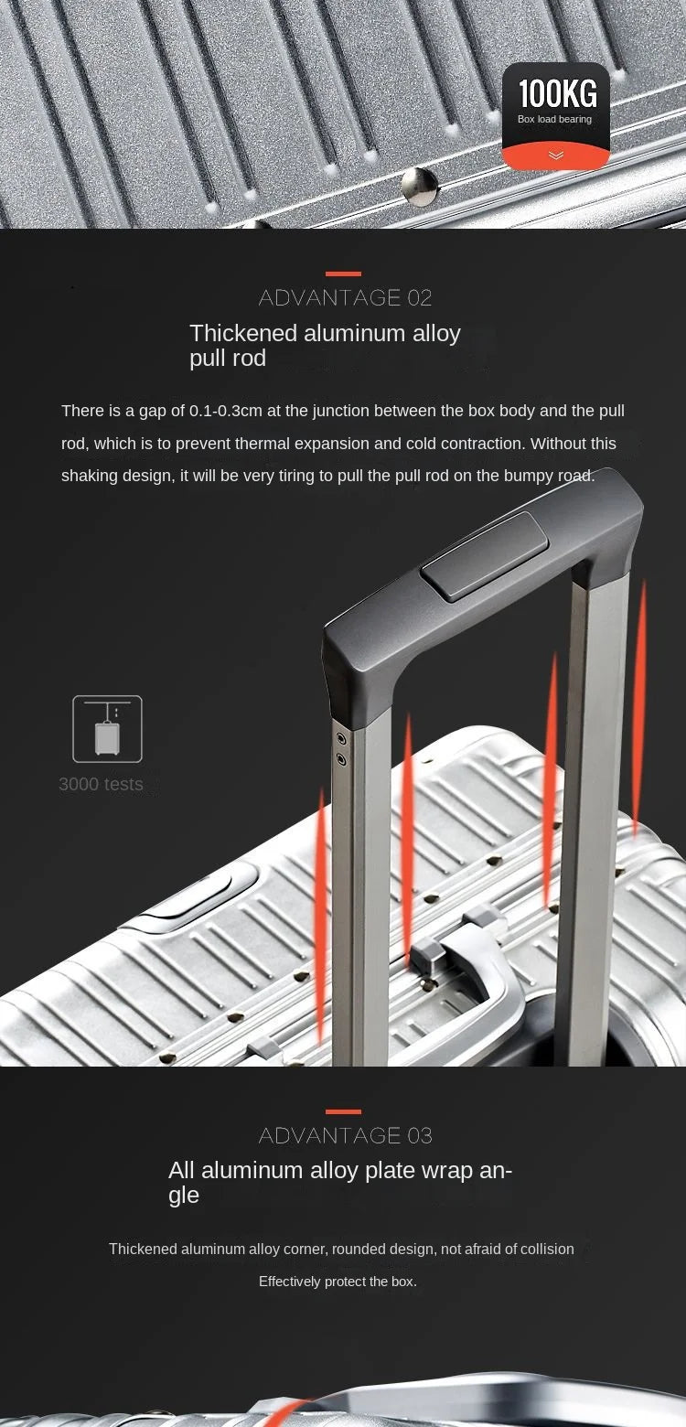 100% Aluminum-magnesium alloy Travel Suitcase