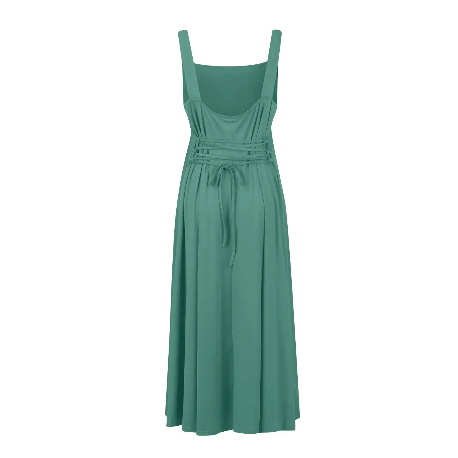Women's Sleeveless Square Neck Back Lace Dress