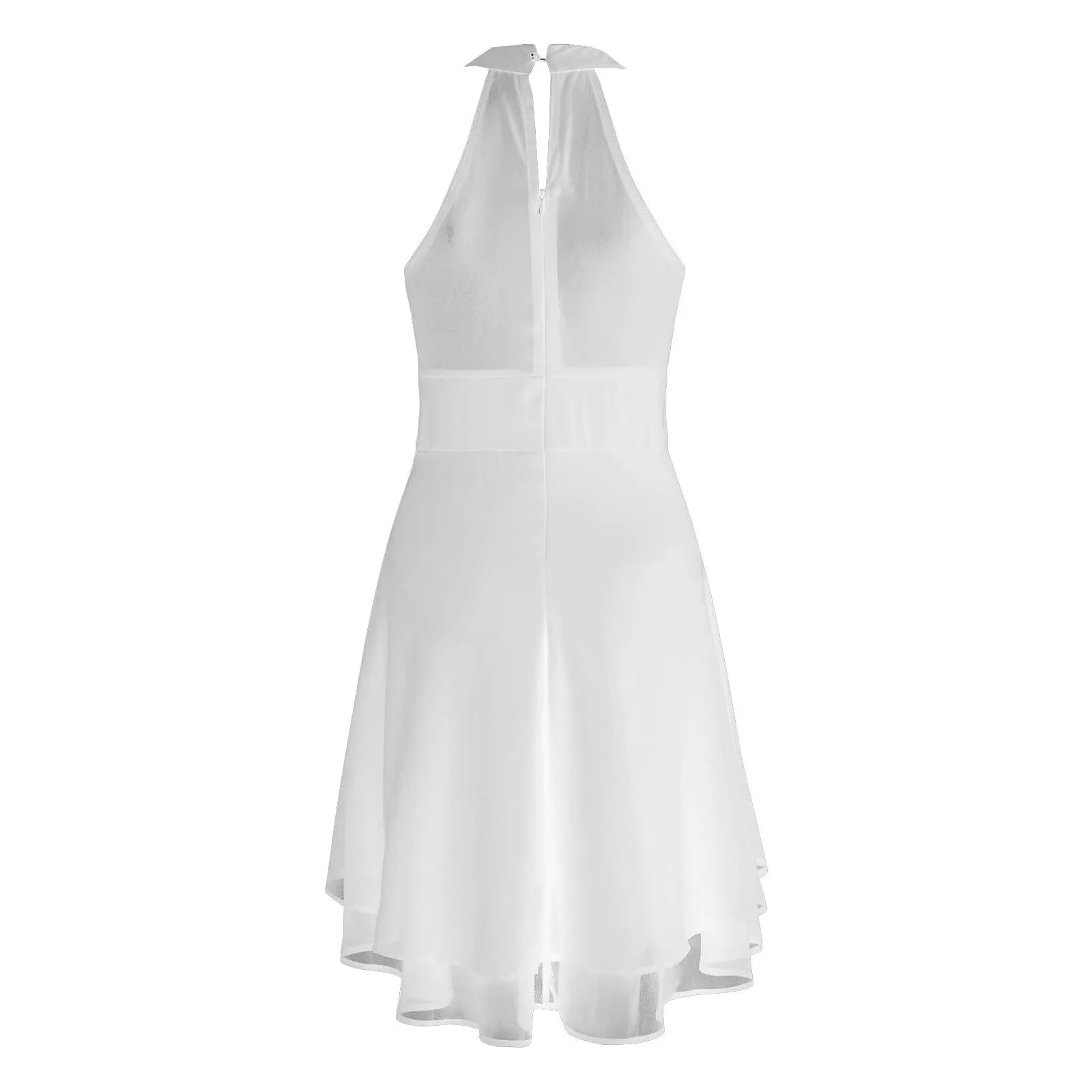 Women's Sleeveless Chiffon High-Waist Layered Halter Dress