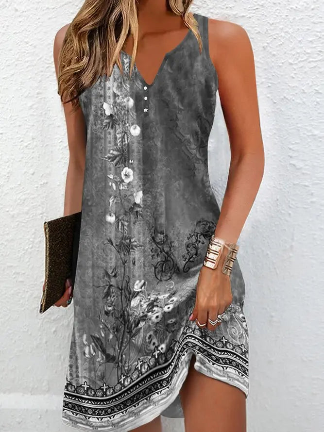 Women's dresses Summer fashion Stitching V neck Loose bohemian