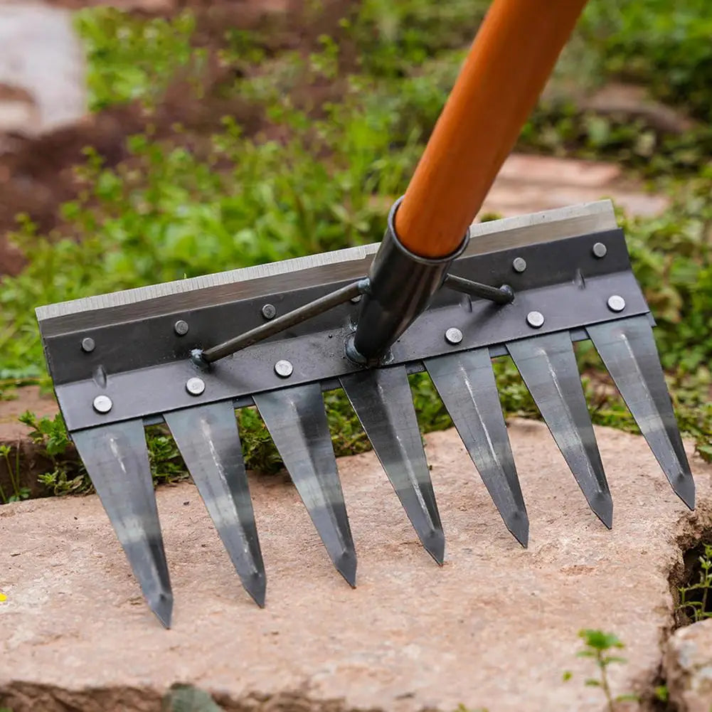 Heavy-Duty Steel Garden Hand Weeding Rake