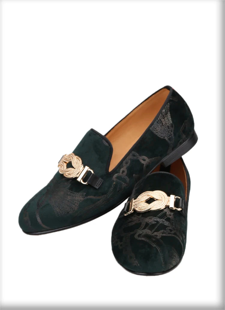 Men's Classic Loafers With Paisley Printing Made By Hand In Court Style