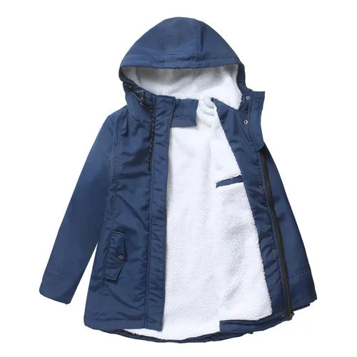 Women's Warm Hooded Parkas, Thick Plush Coats, Female Mid-Long Cotton Jacket, Winter Outwear, Big Size, S-5XL