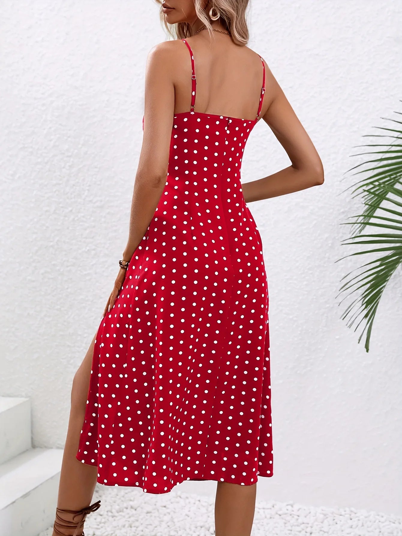 2024 Women Floral Print Spaghetti Straps Summer Boho Beach Dress Print Elegant Suspenders Square Neck Slit Dress Vestidos
