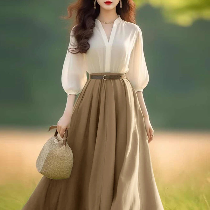 Women's V-Neck Half Sleeve Dress