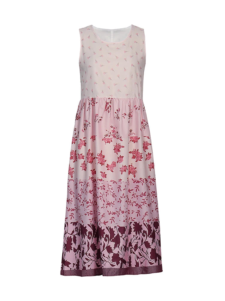Plus Size Floral Printed Sleeveless Midi Dress
