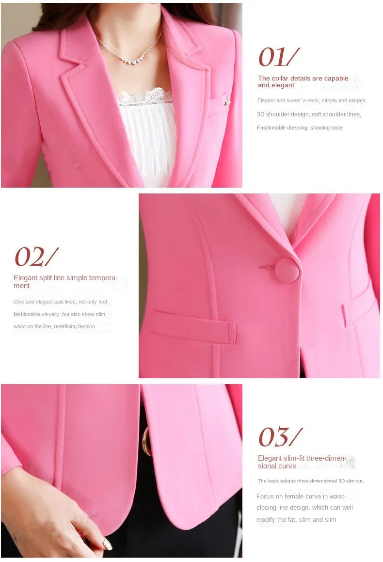 Korean Women's Fit and Tailored Blazer Jacket for Spring and Autumn Office Lady OL Casual Business Suit for Women Trendy Style