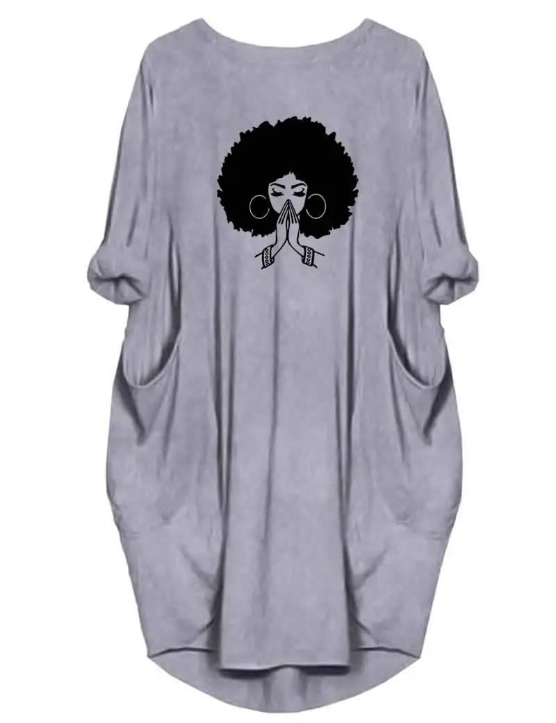 Plus Size Women Short Sleeve O-Neck Loose Dress