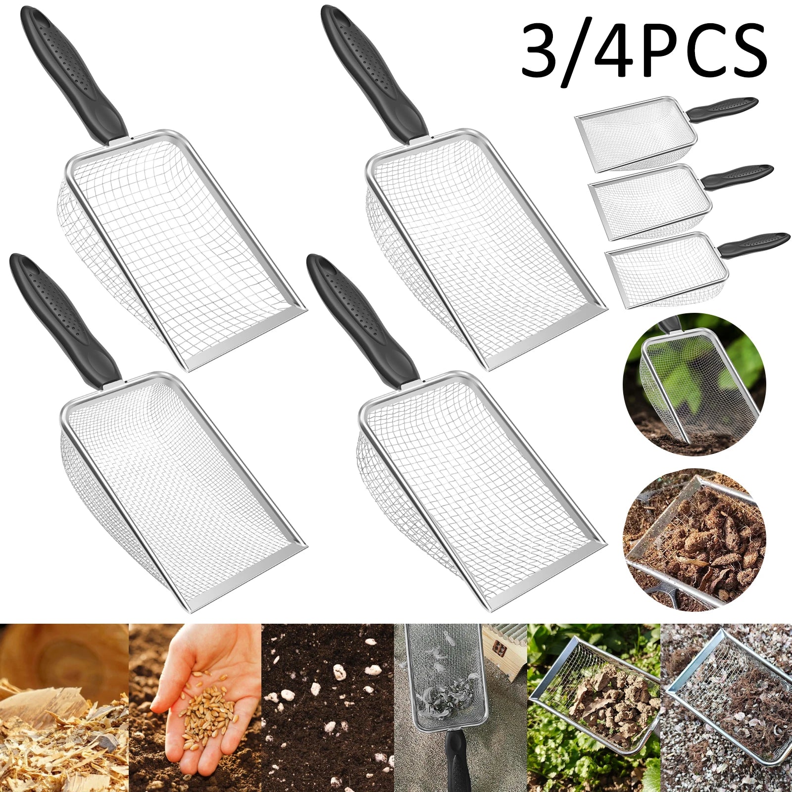3/4Pcs Gardening Soil Sifters