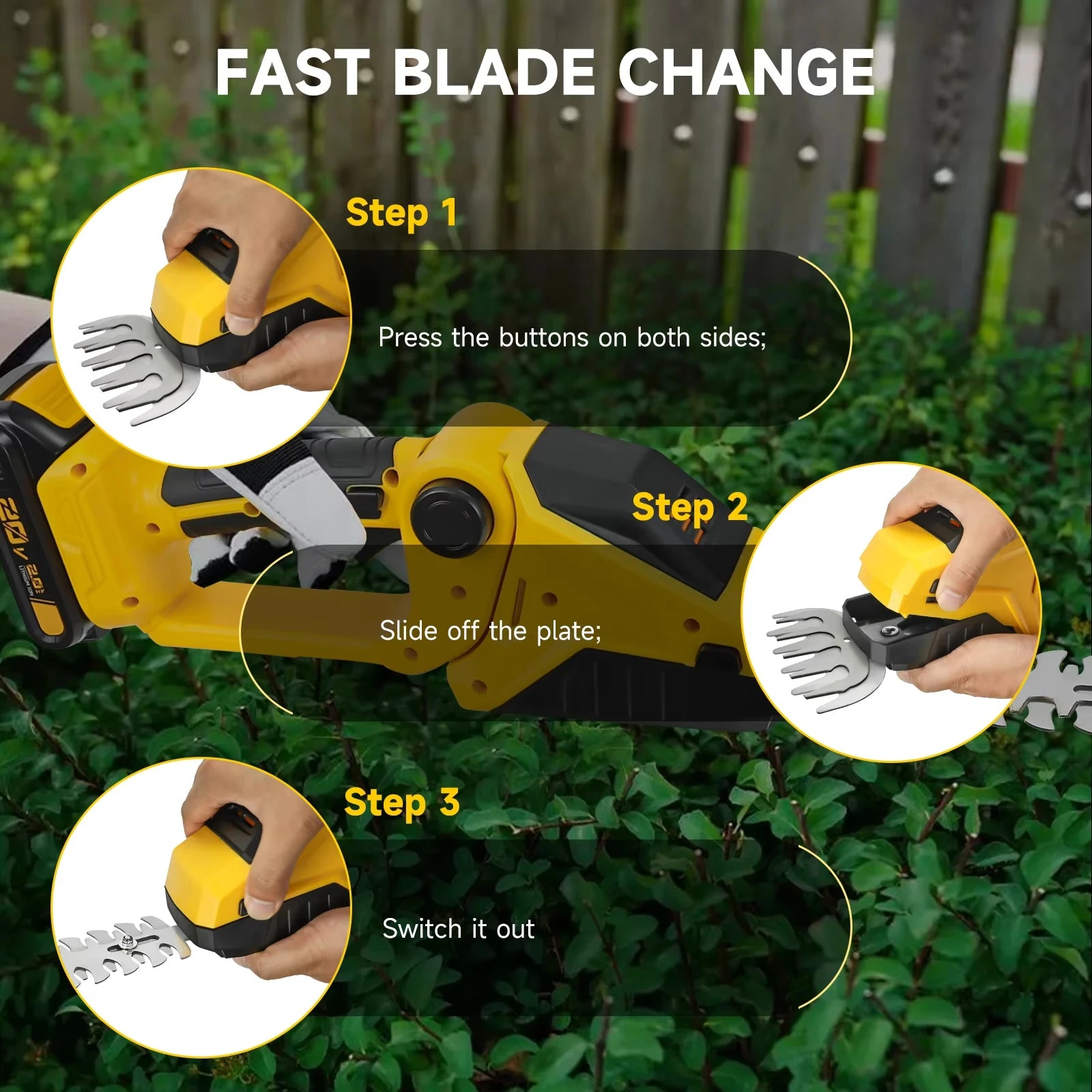 20V 18V Battery Cordless Hedge Trimmer