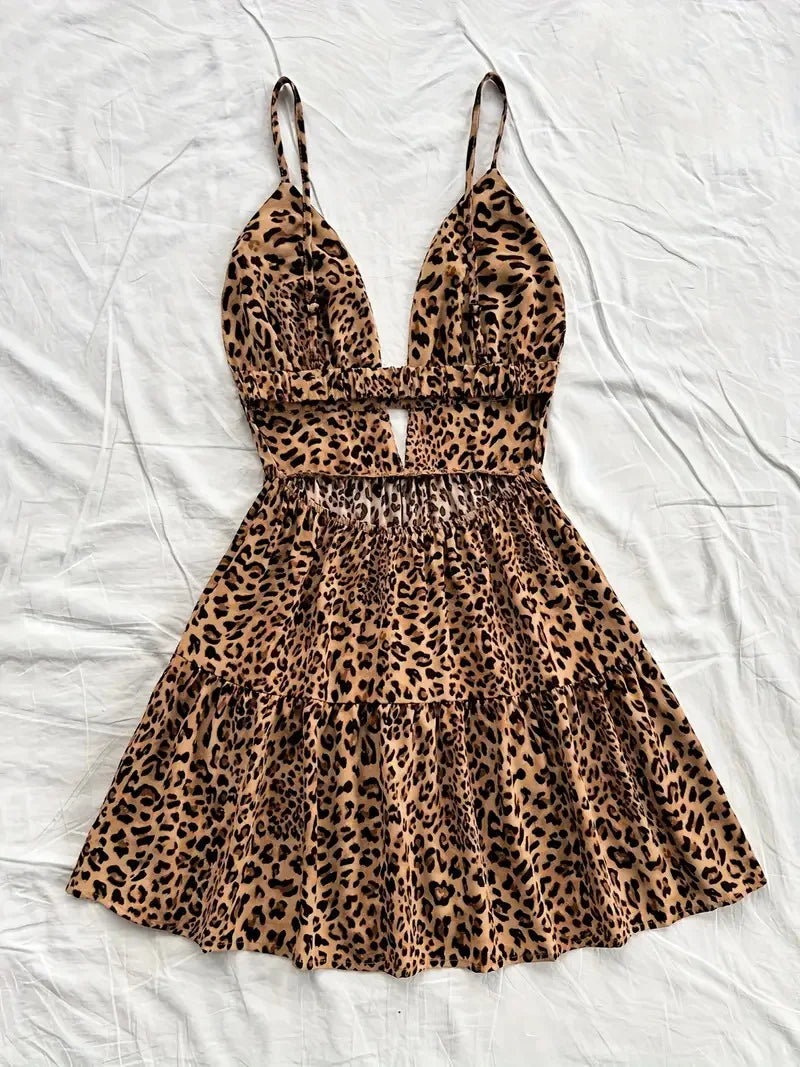 Women Sleeveless Backless Mini Dress