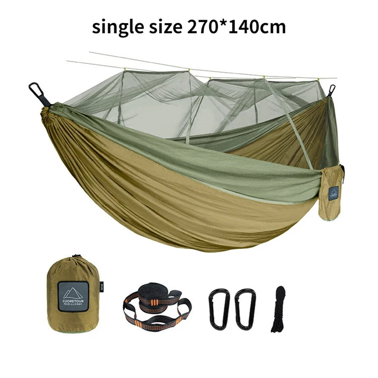 Single and Double Size Nylon Fabric Portable Travel Hammock