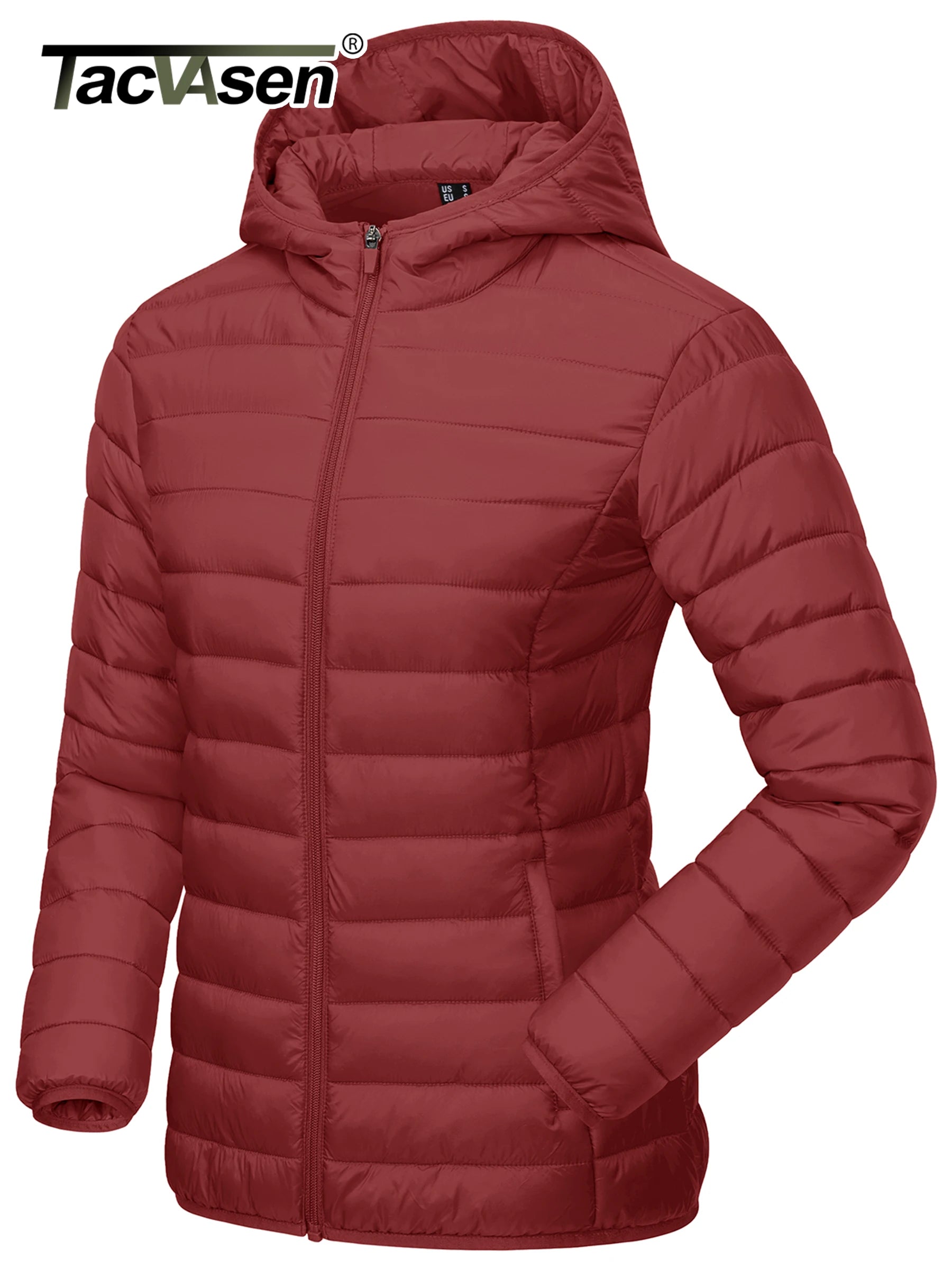 TACVASEN Winter Hooded Puffer Jacket Womens Quilted Warm Coats Casual Windbreaker Waterproof Padded Lightweight Outdoor Outwear