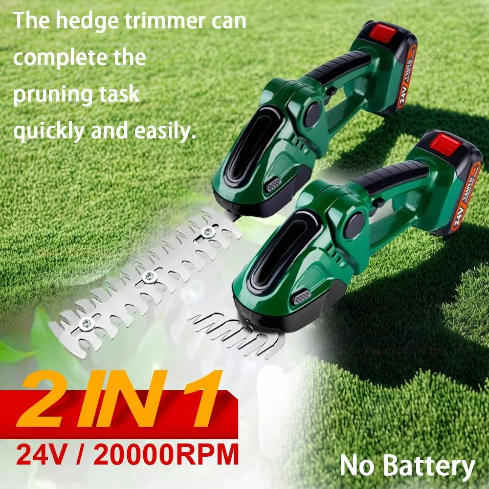 2 IN 1 Cordless Electric Hedge Trimmer