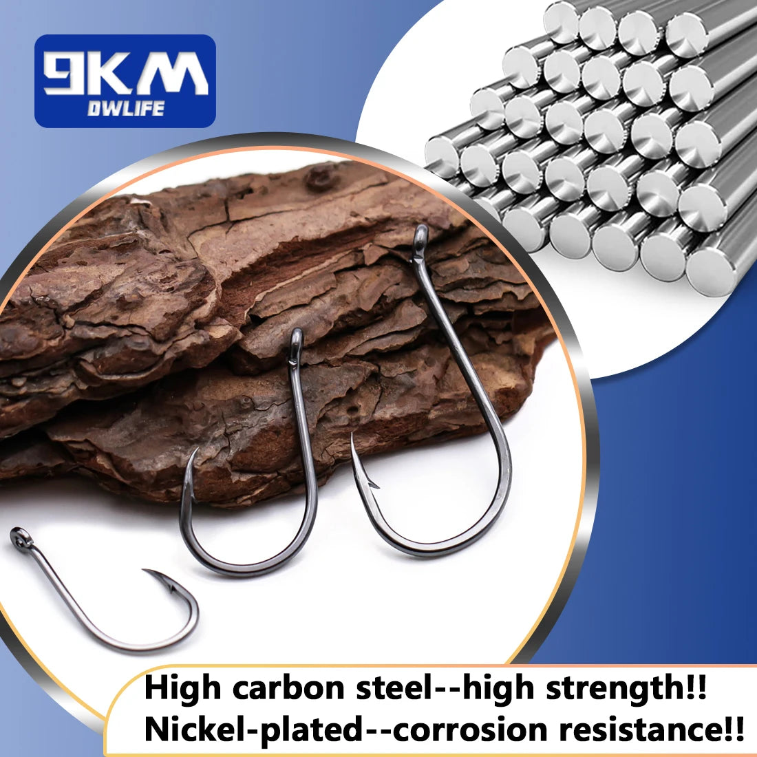 9KM Steel Fishing Hooks