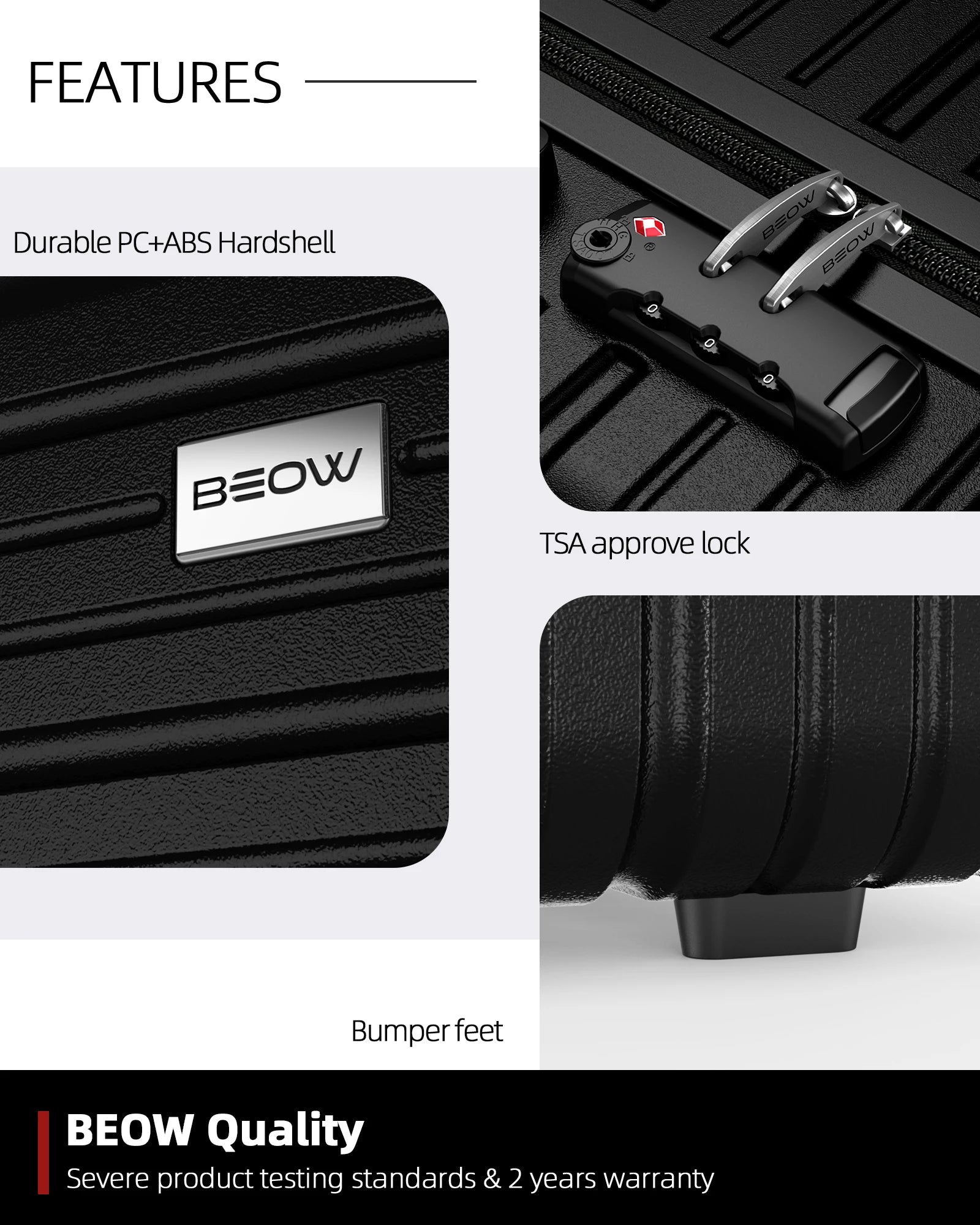 3 Piece 20/24/28 Inch Hardside Lightweight Suitcases