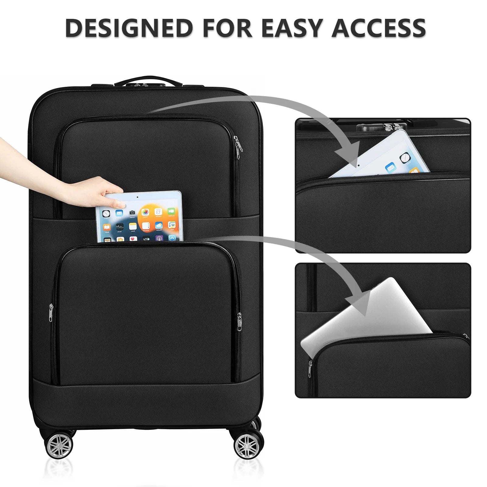 20 inch lightweight luggage with rotating wheels