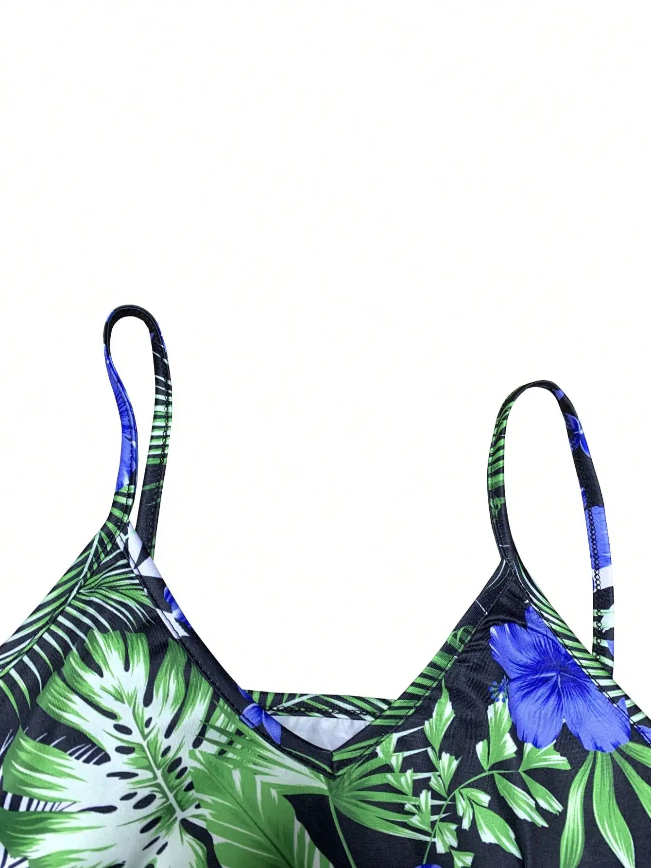 V-neck Spaghetti Strap Print Dress