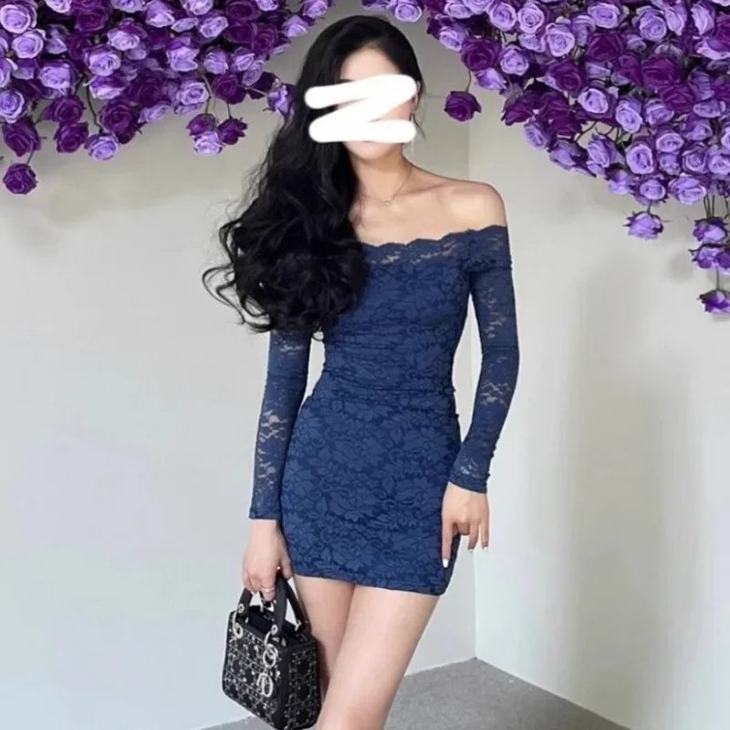 Mini Dress for Women Spring Waist-fitted Long Sleeve Dress.
