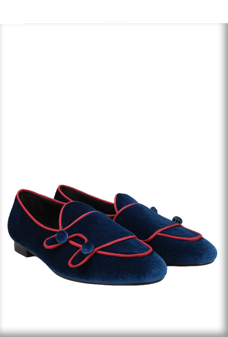 Double Monk Men Velvet Shoes Made Adult Fashion Dress Moccasins Luxury Designer Brand Men Loafers Plus-Size