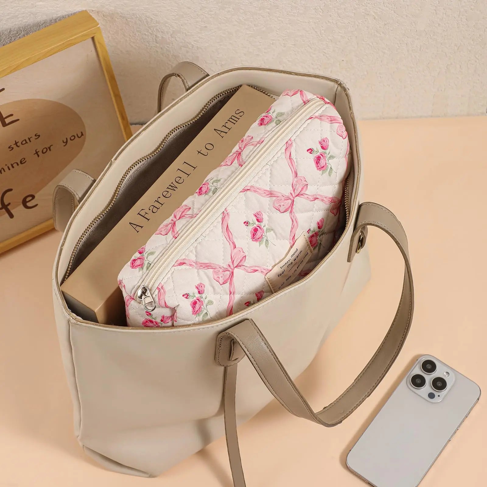 1pcs Quilted Cotton Makeup Bag