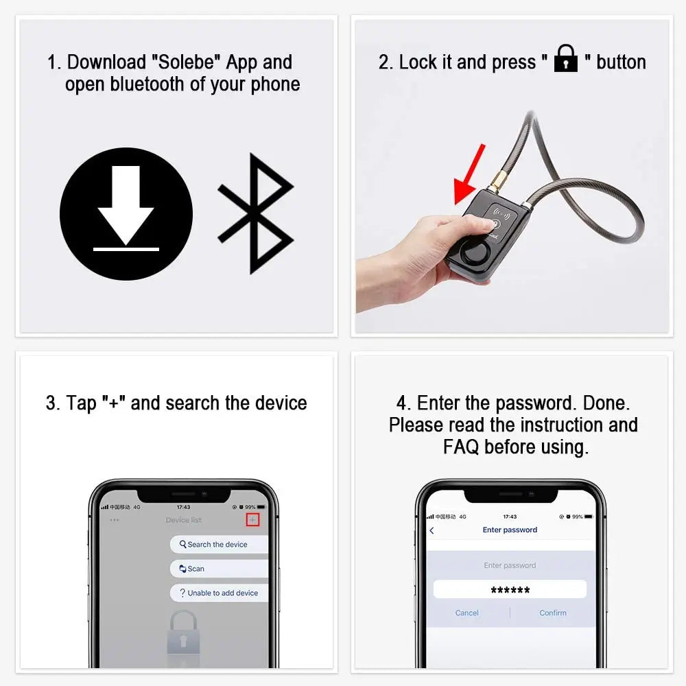 Bluetooth Bike Motorcycle Lock Alarm Security