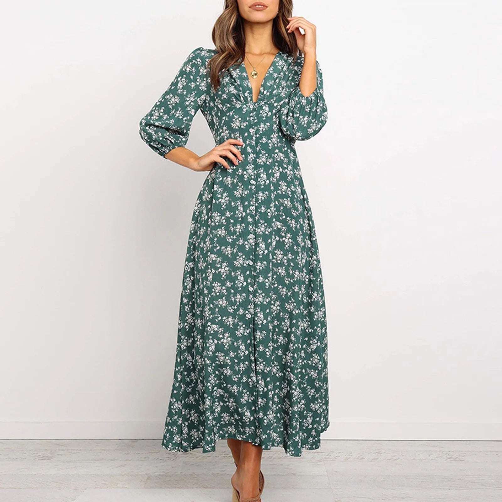 Women's Long Sleeve Floral Maxi Dress