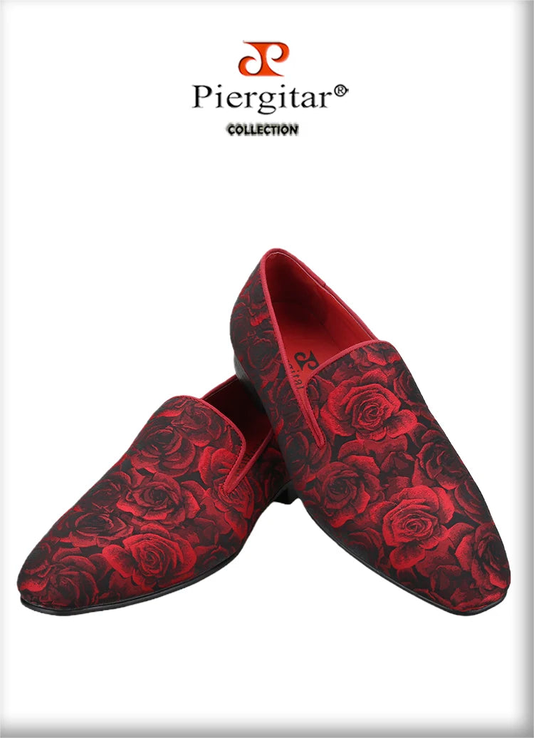 Piergitar Three Dimensional Flower Jacquard Fabric Men's Loafers For Party And Wedding Slip-On Moccasins Handmade In Guang Zhou