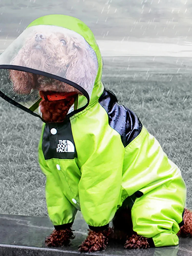 Pet Dog Raincoat Transparent Hooded Jumpsuit