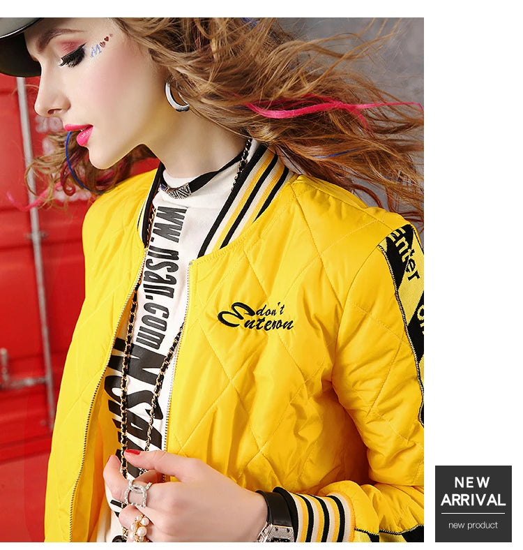 Yellow Winter coat for women short jackets for women Women's Long Sleeve coat Woman clothing Women's top