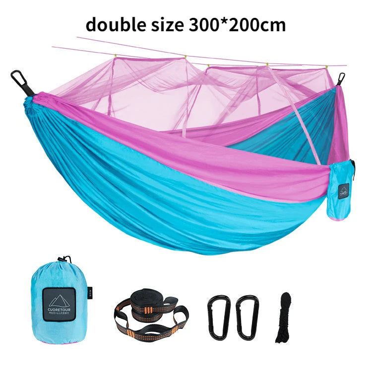 Single and Double Size Nylon Fabric Portable Travel Hammock