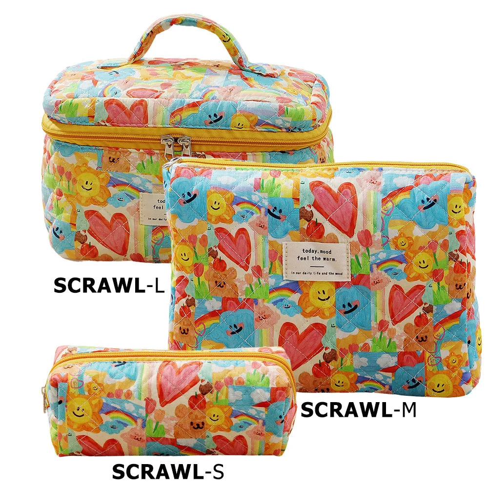 1pcs Quilted Cotton Makeup Bag