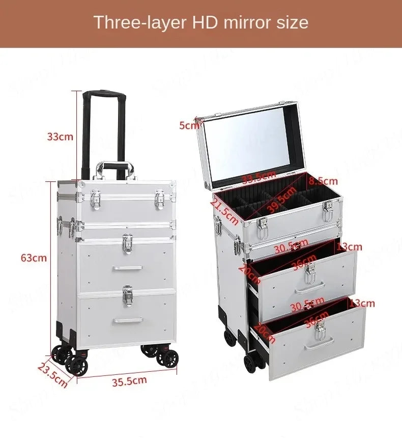 3-in-1 Makeup Rolling Luggage