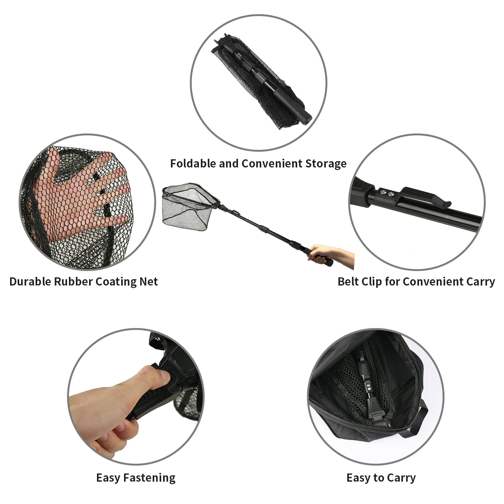 Telescopic Landing Net Folding Fishing Pole